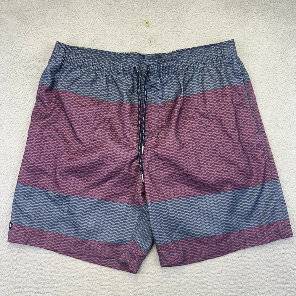 Micros Swim Trunks Mens XL Blue Red‎ Geometric Mesh Lined Beach Summer Surf NEW